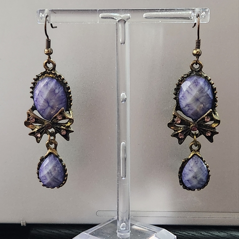 Vintage Style Purple Drop Earrings